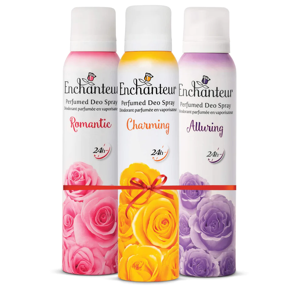Enchanteur Romantic, Charming and Alluring Perfumed Deo Spray, 150ml each