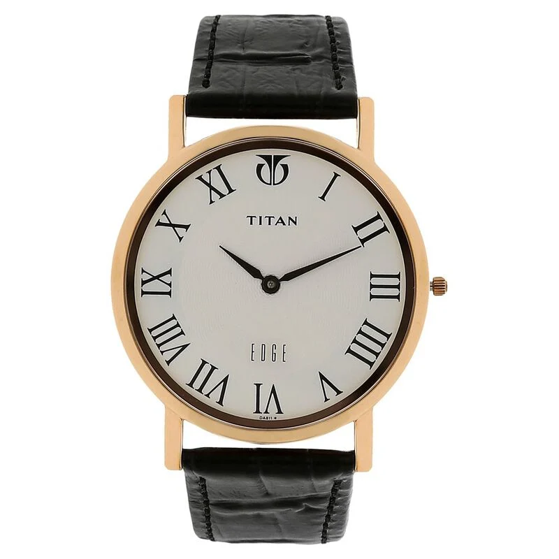 Titan Quartz Analog White Dial Leather Strap Watch for Men