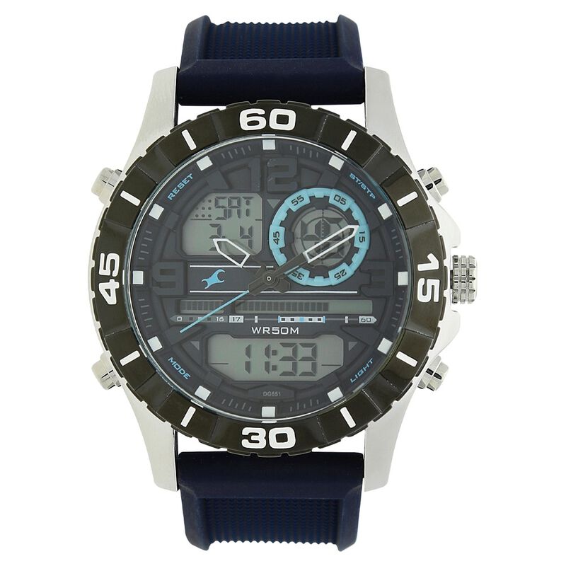 Fastrack Quartz Analog Digital Grey Dial Silicone Strap Watch for Guys