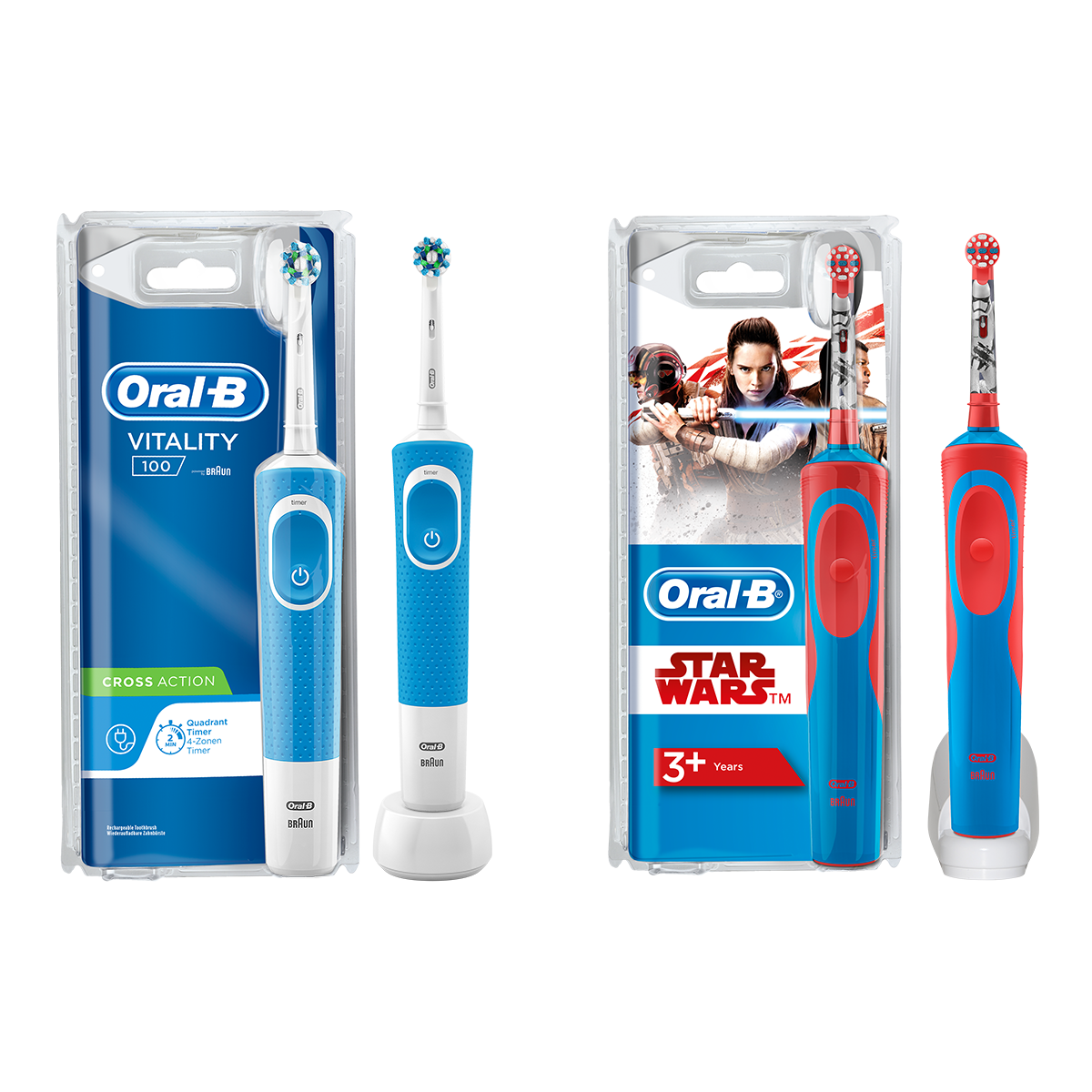 Oral B Vitality 100 Blue Criss Cross Electric Rechargeable Toothbrush Powered by Braun and Oral-B Kids