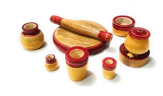 Wooden Village Cooking set for kids - Shree Channapatna Toys
