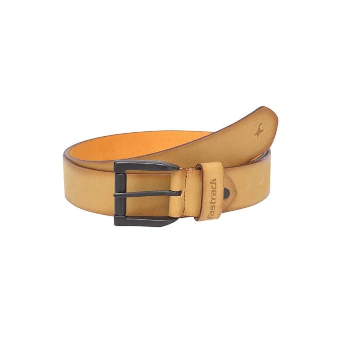 Fastrack Mens Leather Buckle Closure Casual Belt (Tan_X-Large)