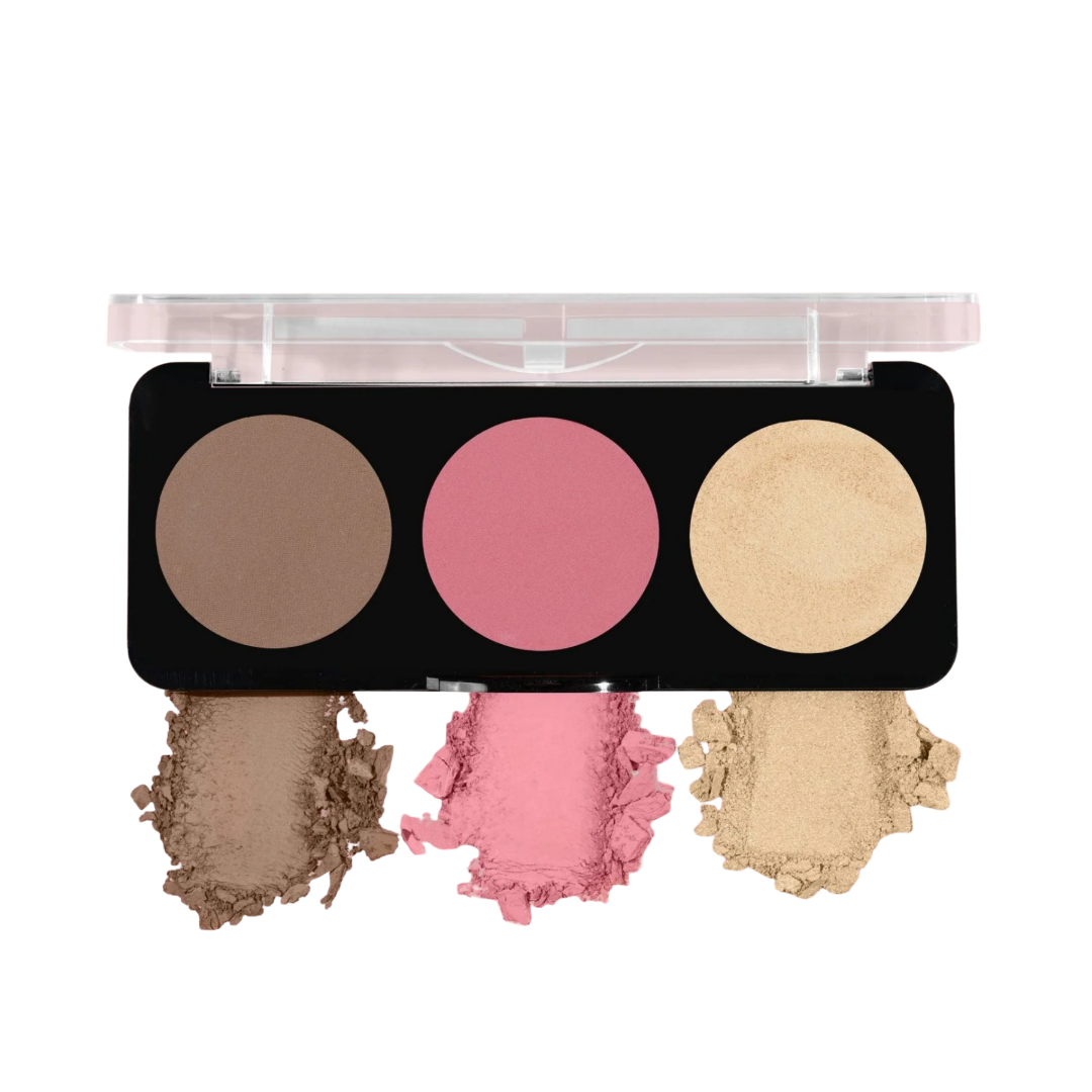 Swiss beauty cheek a boo 3 in 1 face palette with blusher ,contour and highlighter
