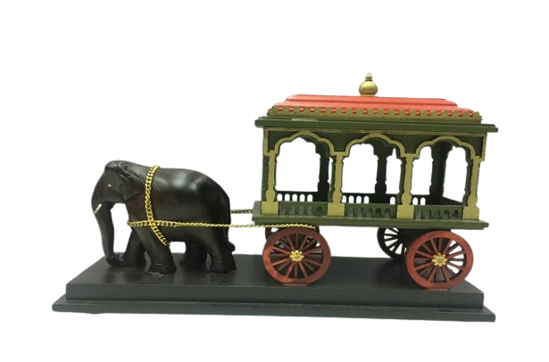 Wooden Elephant Chariot (Big) Height -14cm Width-24cm -   Shree Channapatna Toys