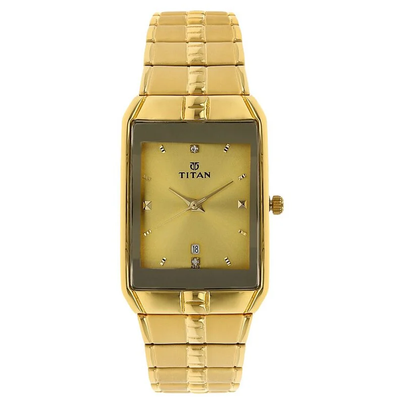 Titan Golden Dial Analog with DateMetal Strap watch for Men