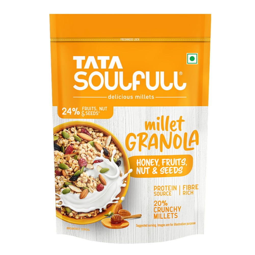 Tata Soulfull Millet Granola, Honey, Fruits, Nuts & Seeds, 400g,