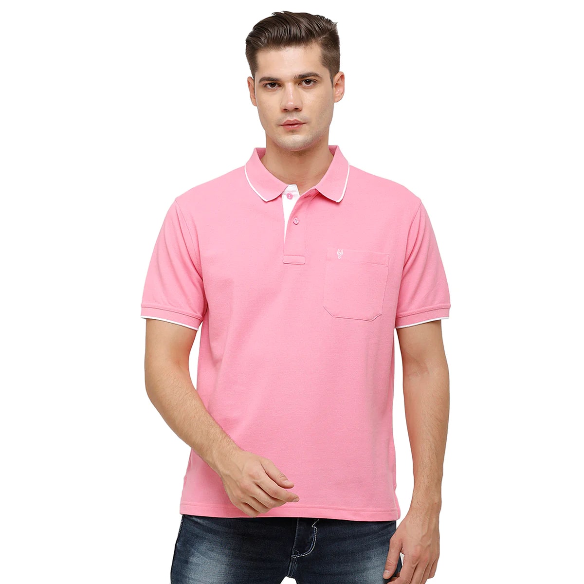 T-shirt Classic Polo Men's Smart Double Pique Polo Half Sleeve Authentic Fit T-Shirt | Nova - Pink