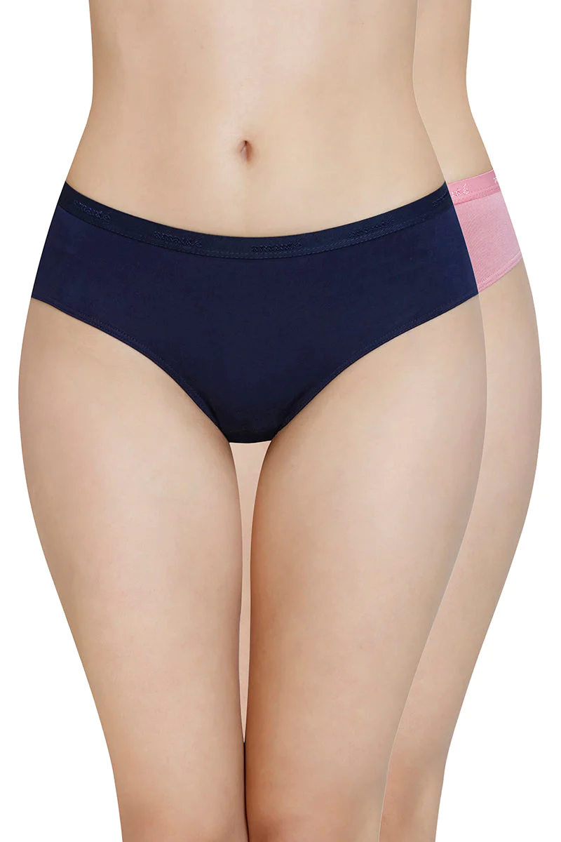 Amante  Solid Mid Rise Modal Bikini Panty (Pack of 2)-Midn_Cas.Rose