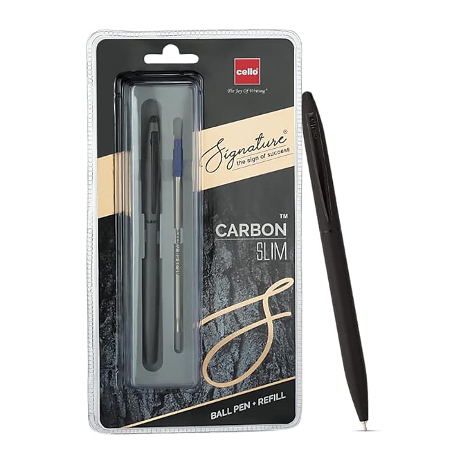 Cello signature carbon slimpen+refill blue