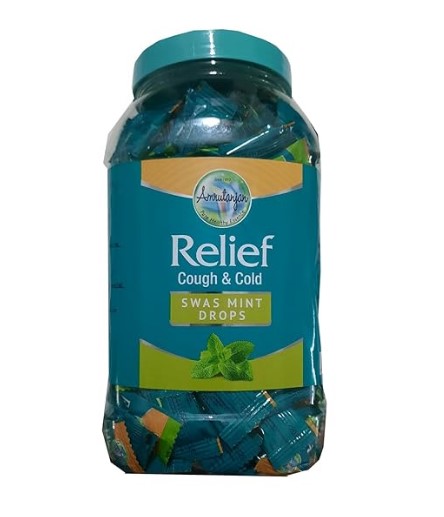 Amrutanjan Relief Cough and Cold Lozenges – Swas Mint Jar