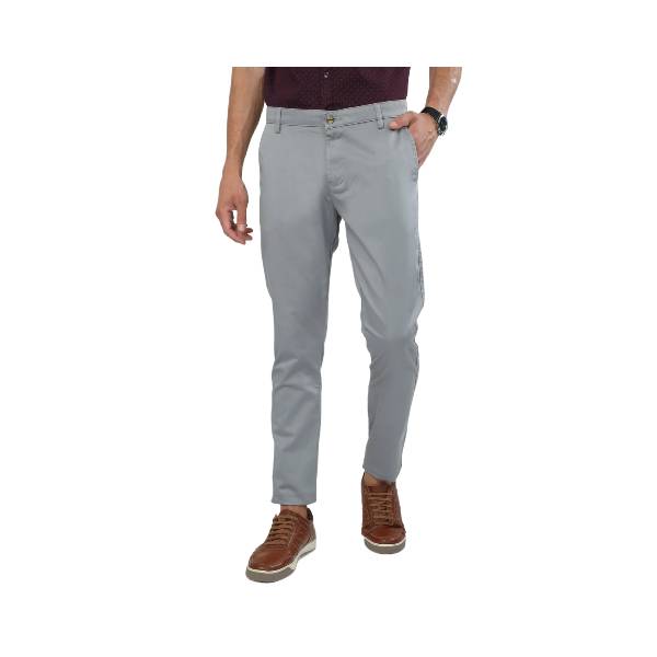 Classic Polo Men's Moderate Fit Cotton Trousers | CR-TRS-SATIN-LT.GREY MF LY