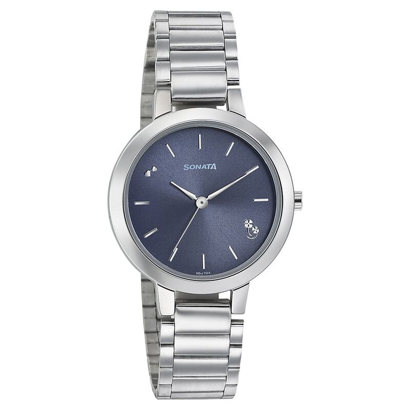Sonata Play Blue Dial Women Watch With Stainless Steel Strap NR8141SM07