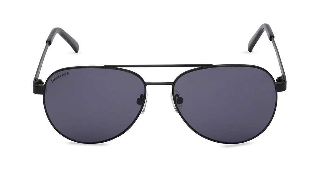 FASTRACK Black Aviator Unisex Sunglasses (M242RD11T|58)