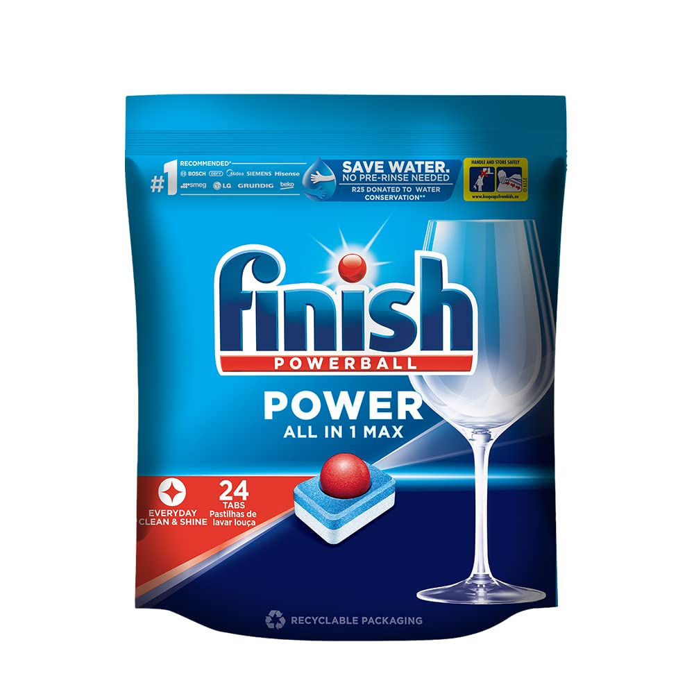 Finish 24 Tablets, Powerball All in 1 Max Dishwasher Tablets