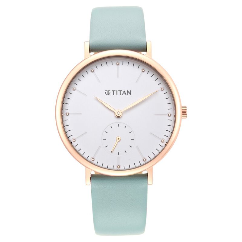 Titan Slimline White Dial Analog Leather Strap Watch for Women