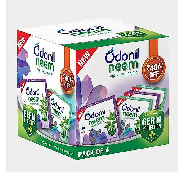 Odonil Bathroom Air Freshener Neem Mixed Blocks - 48g (Pack of 4 + Rs 40 Off)