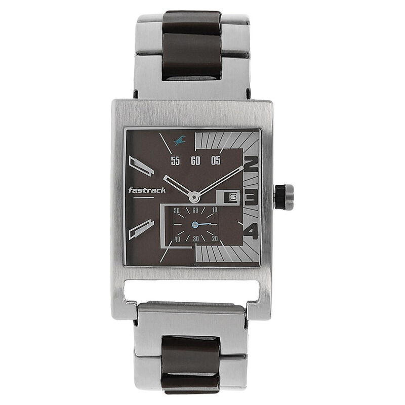 Fastrack Quartz Analog Brown Dial Stainless Steel Strap Watch for Guys