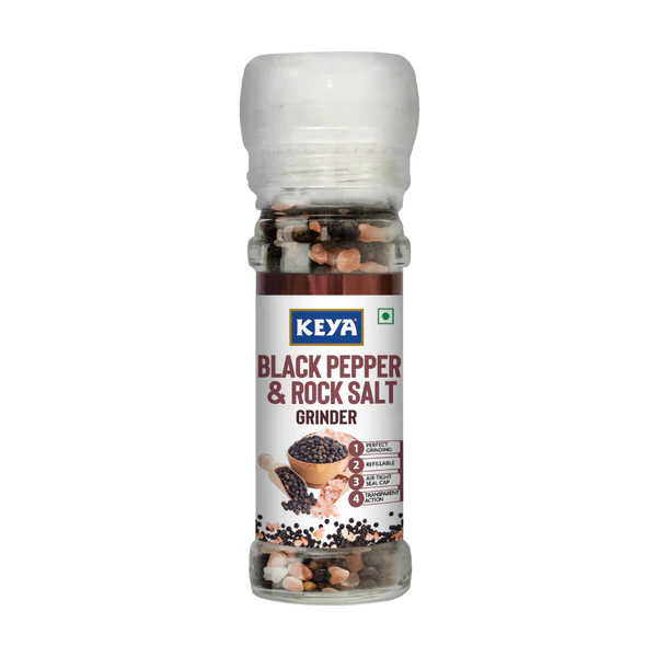 Keya Black Pepper & Rock Salt Grinder