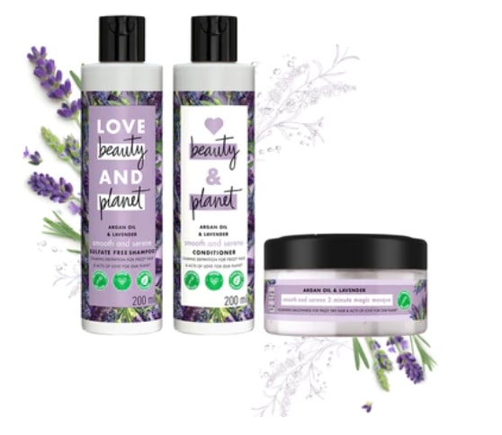 Love Beauty and Planet Natural Argan Oil & Lavender Anti-Frizz, Smoothening Combo - Shampoo, Conditioner & Mask Combo - ( 200ml+200ml+200ml )