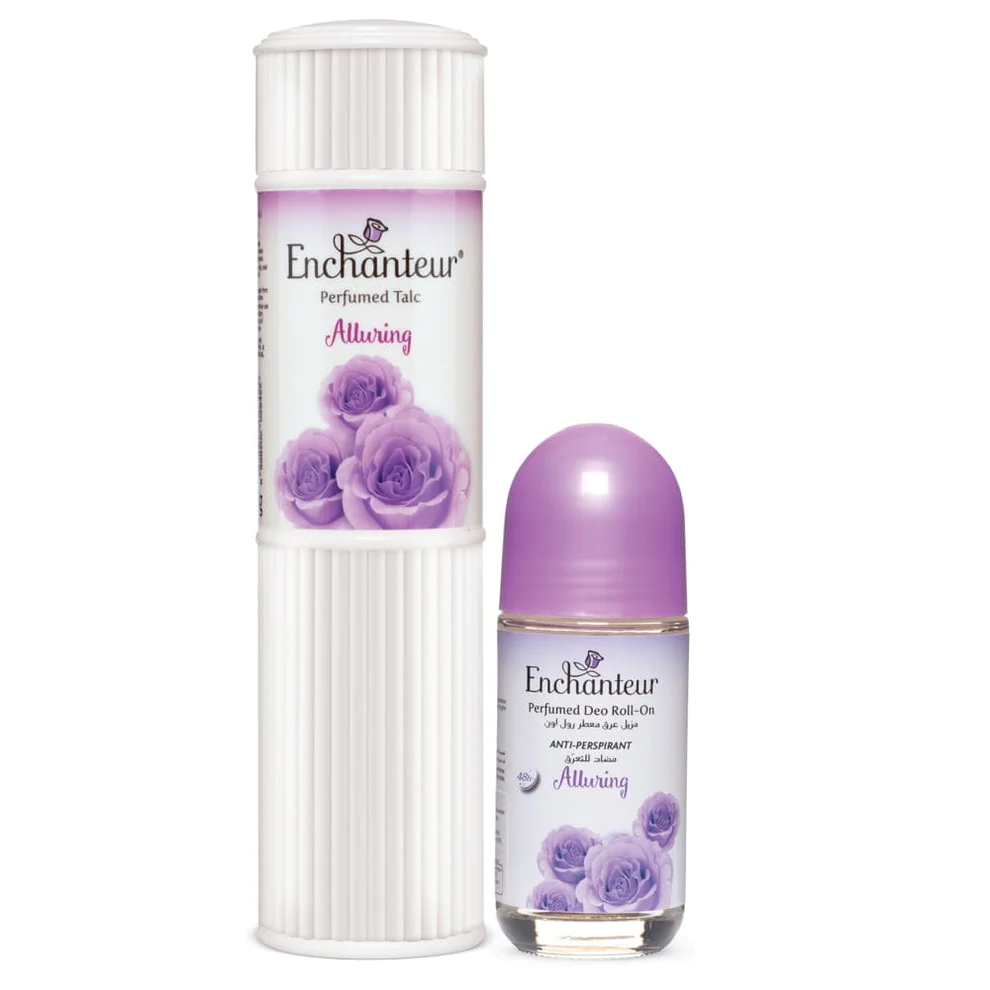 Enchanteur Alluring Perfumed Body Talc 250gms & Alluring Roll-On Deodorant 50ml