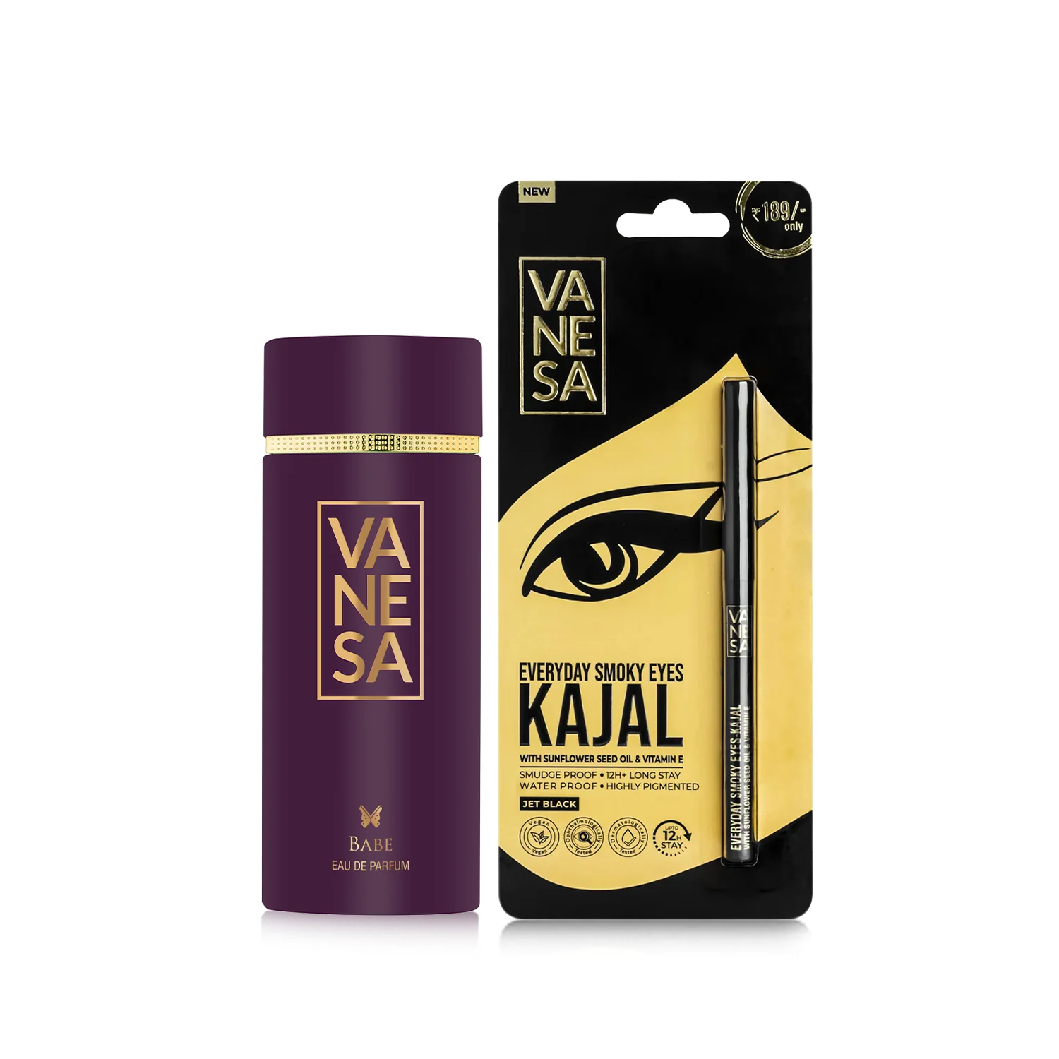 Vanesa Everyday Smokey Eye Kajal With Perfume Combo