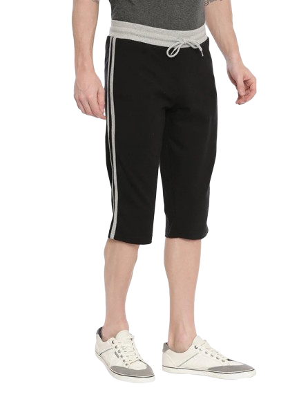 Classic Polo Men's Capri Shorts Black With Grey Rib