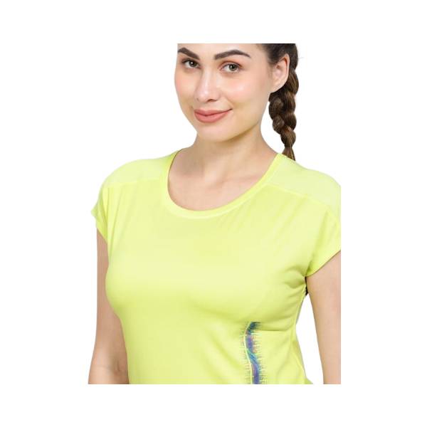 Women's Microfiber Fabric Breathable Mesh Relaxed Fit Graphic Printed Round Neck Half Sleeve T-Shirt With Stay Fresh Treatment - Daiquiri Green