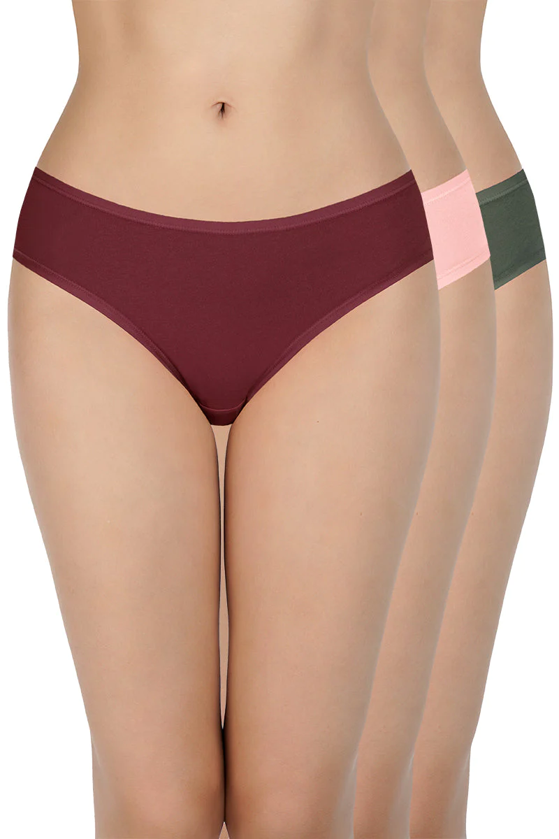 Amante  Solid Mid Rise Bikini Panty (Pack of 3)
