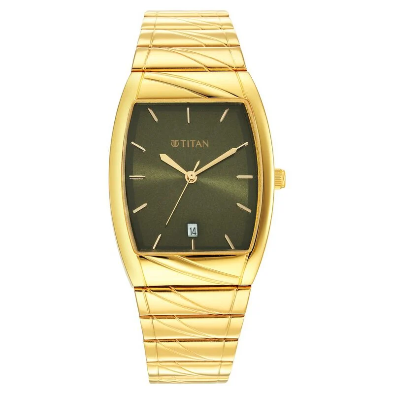 Titan Karishma Quartz Analog Green Dial Stainless Steel Strap Watch for Men