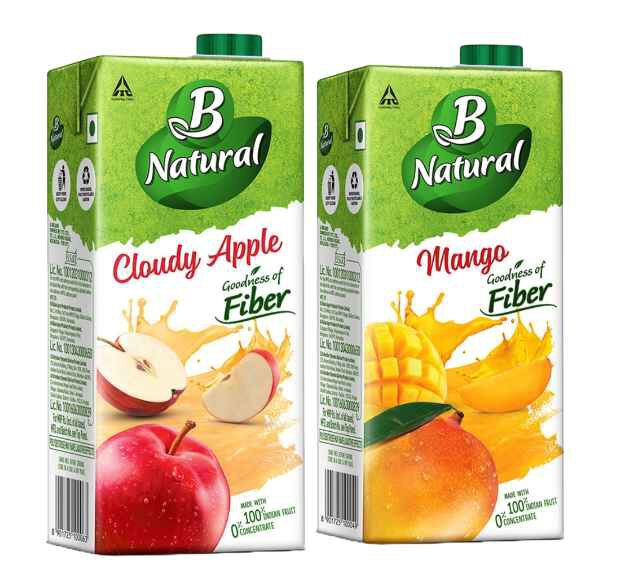 B Natural Mango Juice, 1 litre + B Natural Apple Juice, 1 litre - Goodness of fiber