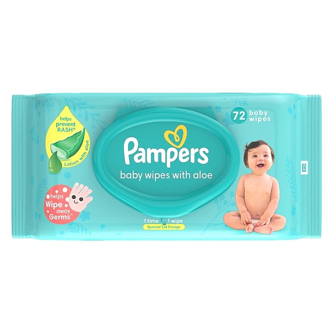 Pampers Baby Gentle Wet Wipes with Aloe Vera, 72 Wipes and Pampers All round Protection Pants, Extra Large size baby diapers (XL), 56 Count, Anti Rash diapers, Lotion with Aloe Vera