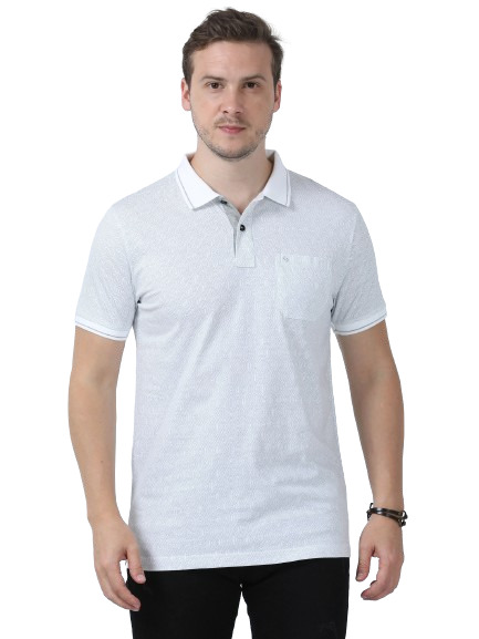Classic Polo Men's Printed White Cotton Half Sleeve T-Shirt | BELLO - 262 A SF P