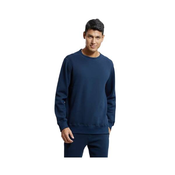 Men's Super Combed Cotton Rich Fleece Fabric Sweatshirt with Stay Warm Treatment - Navy