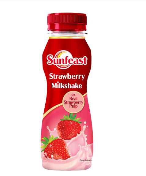 Sunfeast Strawberry Milkshake - Thick, Creamy Milkshake with Real Strawberry Pulp 180ml