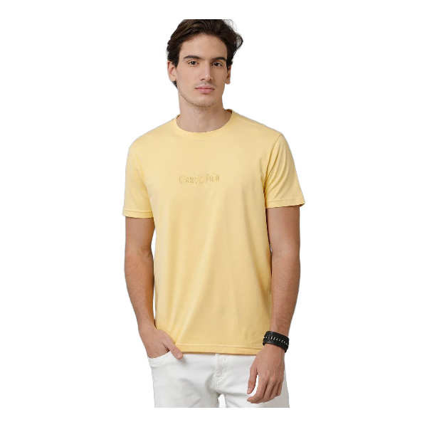 Classic Polo Men's Cotton Half Sleeve Solid Slim Fit Round Neck Yellow Color T-Shirt | Baleno - 507 B