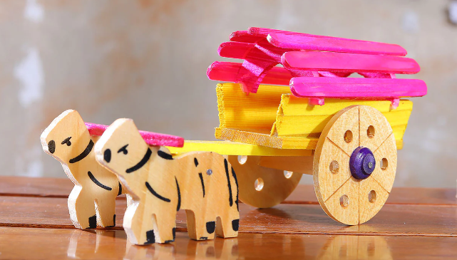 Wooden Bullock Cart Small for Kids - Shree Channapatna Toys