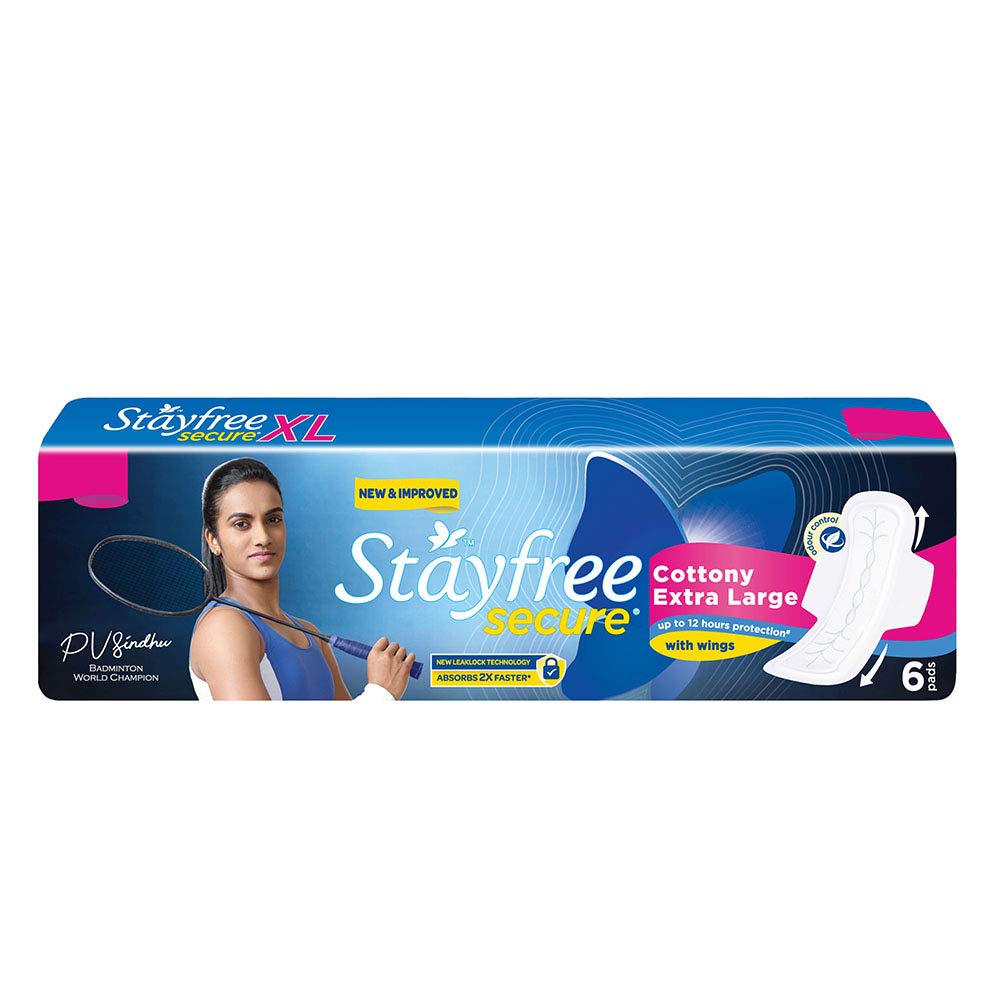 Stayfree Secure Dry Cover With Wings - Pack of 6 (Extra Large)