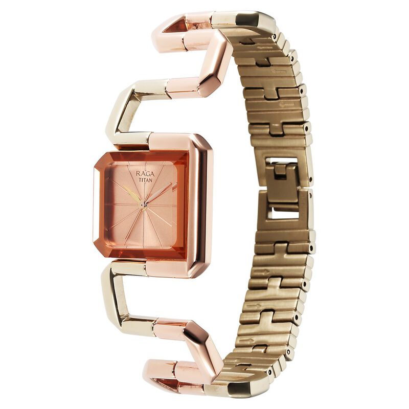 Titan Raga Delight Rose Gold Dial Women Watch With Stainless Steel Strap