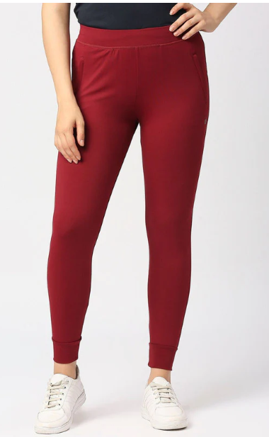 Women Maroon Solid Joggers - ZIP TRACK DRYKNIT-MR (8905700021589)