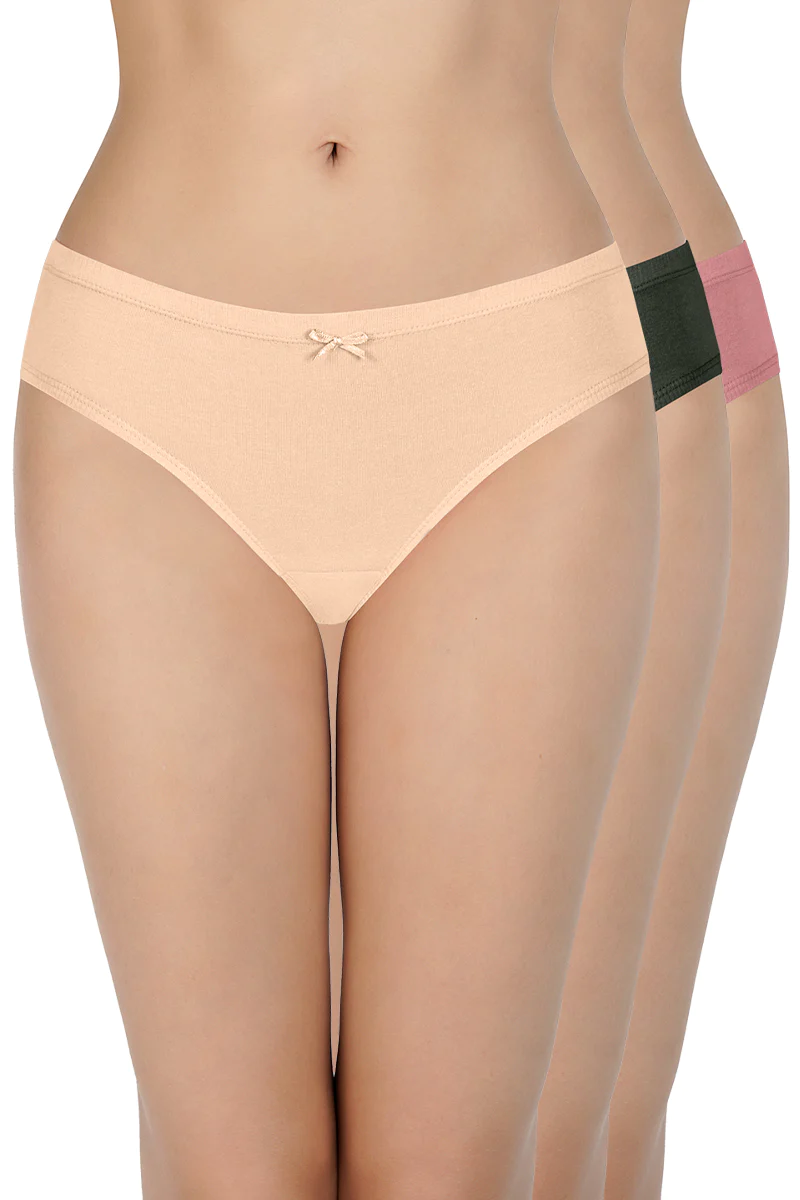 Amante  Insert Elastic Waistband Bikini Solid Assorted Panty (Pack of 3 Colors & Prints May Vary)