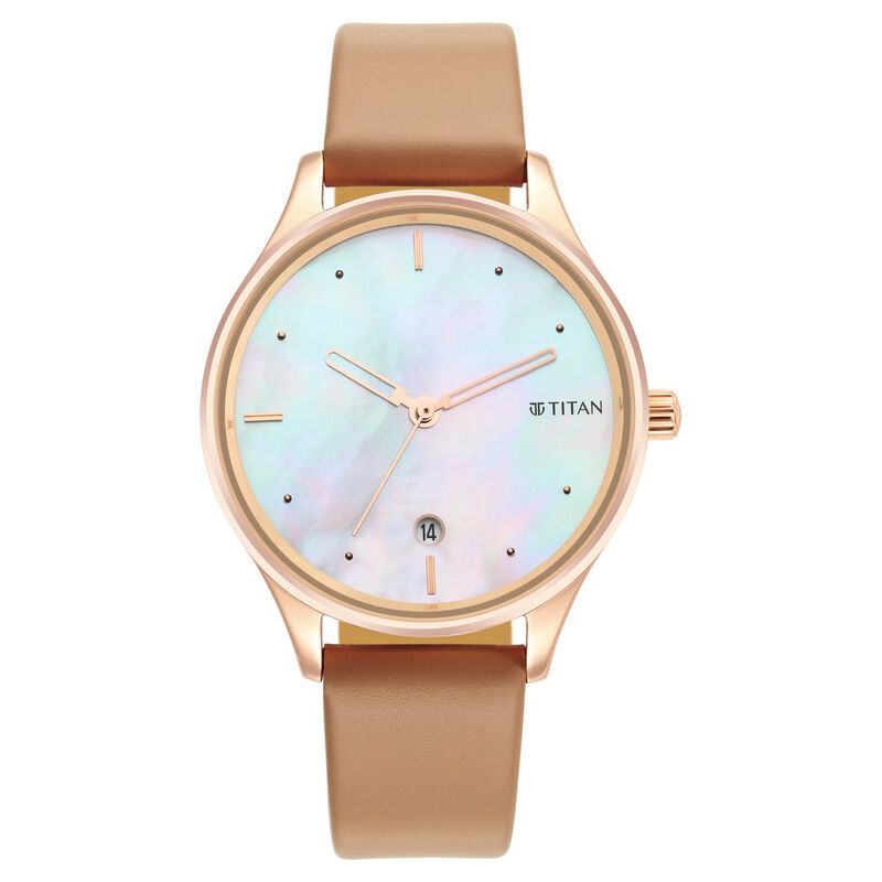 Titan Pastel Dreams Mother Of Pearl Dial Analog Leather Strap watch for Women