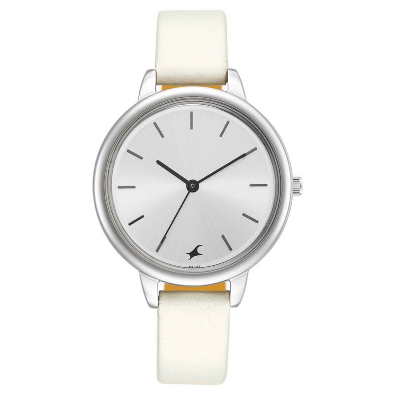 Fastrack Glitch Quartz Analog Silver Dial Leather Strap Watch for Girls