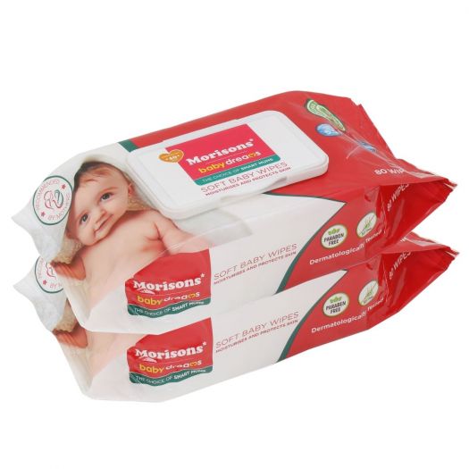J L Morison Baby Wipes 80's Without Lid (Buy 1 Get 1 Free)