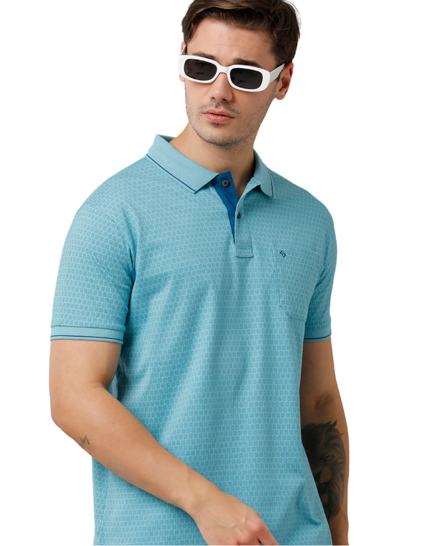 T-shirt Classic Polo Men's Cotton Half Sleeve Printed Slim Fit Polo Neck Blue Color T-Shirt | Bello - 192 B