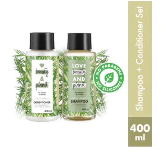 Love Beauty and Planet Tea Tree & Vetiver Scalp Refresh Combo ( Shampoo + Conditioner ) - 800ml