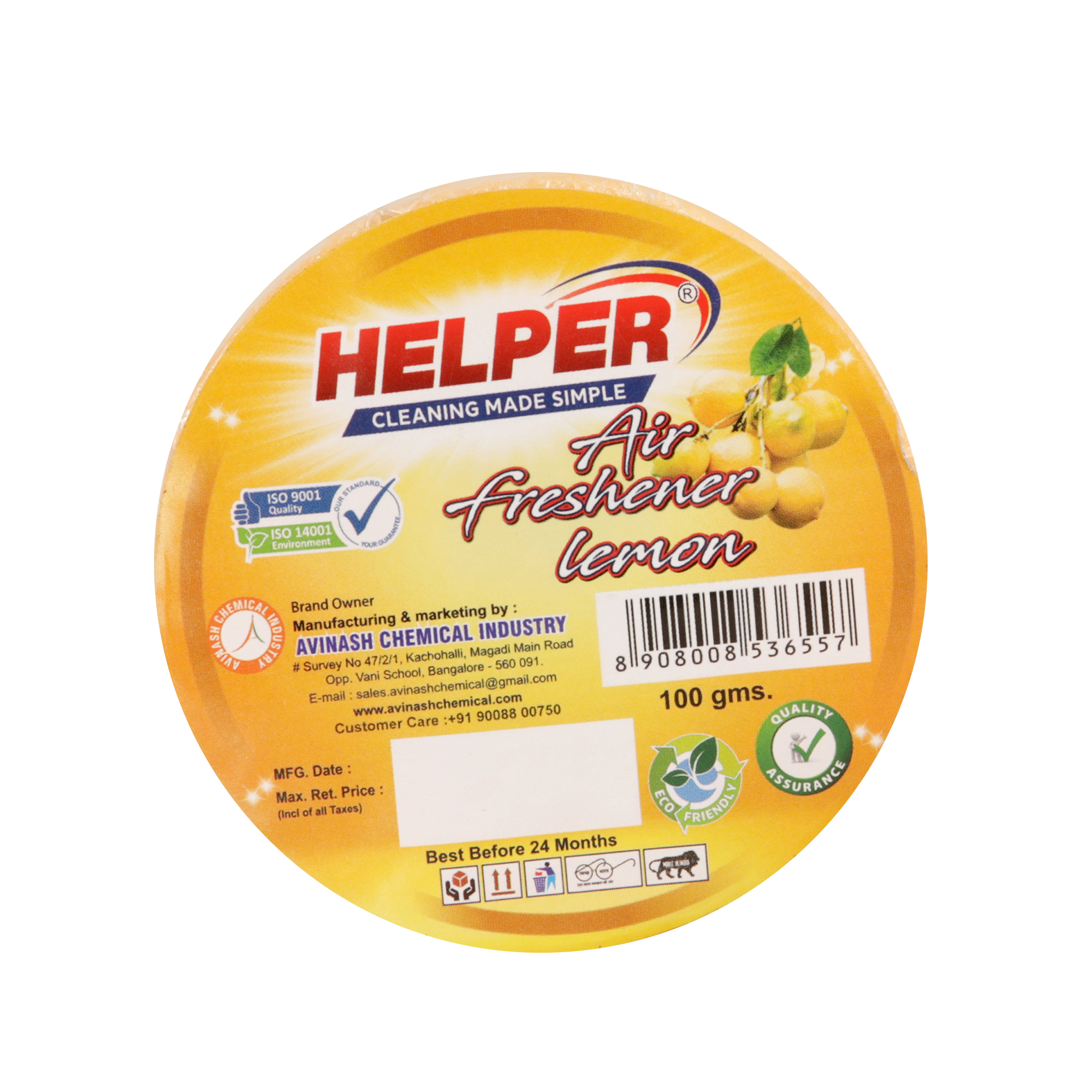 Helper Air Freshner Net Round, Lemon, 100g Box
