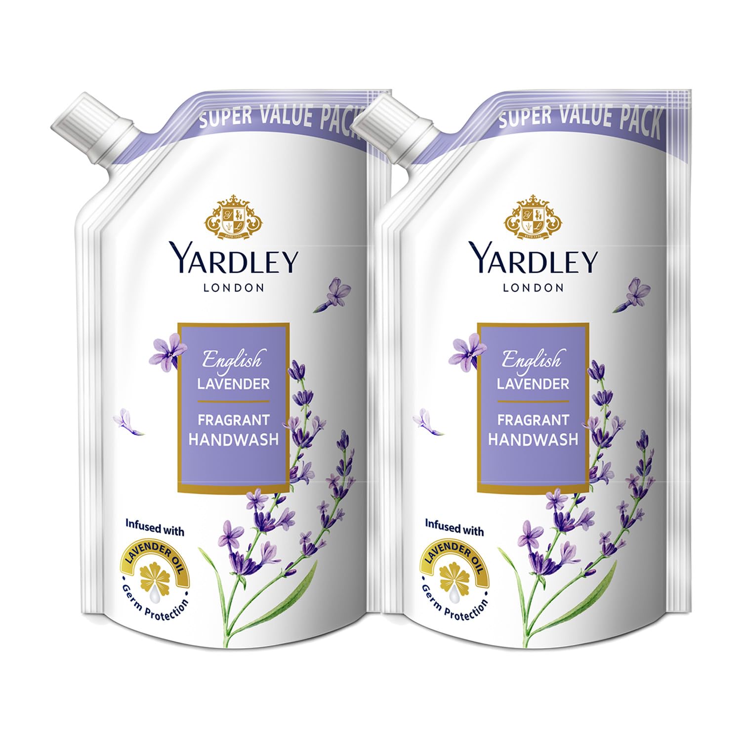 Yardley London English Lavender Fragrant Handwash |Infused with Pure Lavender Oil| Germ Protection| For Soft & Fragrant Skin| 725ml (Pack of 2)