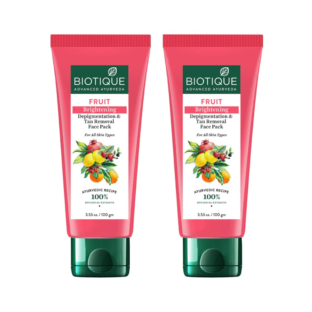 Biotique Pack Of 2- Fruit Brightening Depigmentation & Tan Removal Face Pack