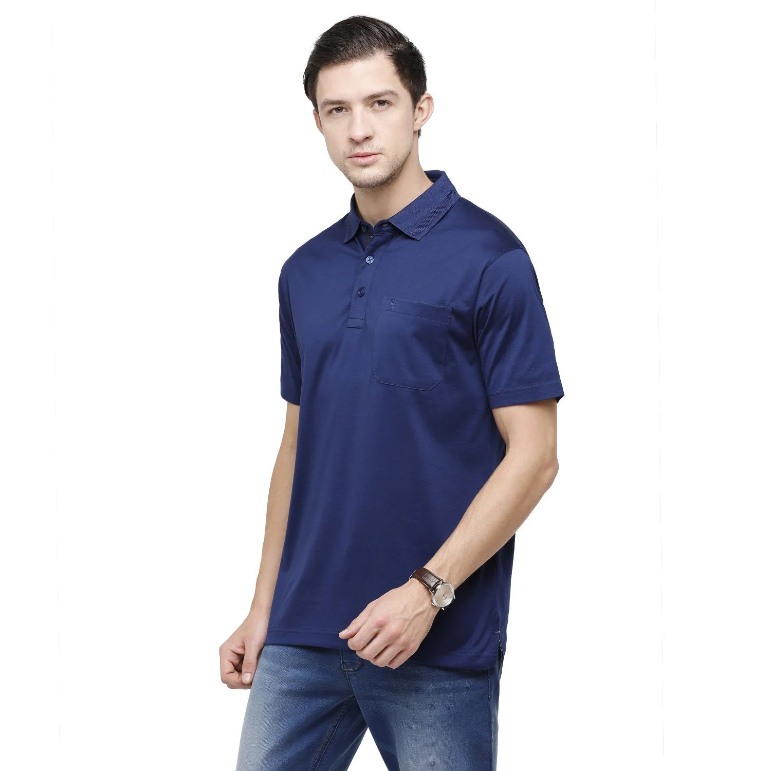 T-shirt Classic Polo Men's Solid Polo Neck Authentic Fit 100% Cotton T-Shirt | Sedos - Estate Blue