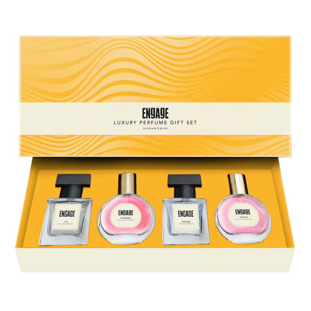 Engage Luxury Perfume Unisex Gift Pack for Men + Women, Travel Sized, Assorted Pack, Ideal Wedding Gift, Anniversary Gift, 100ml (25ml X 4)